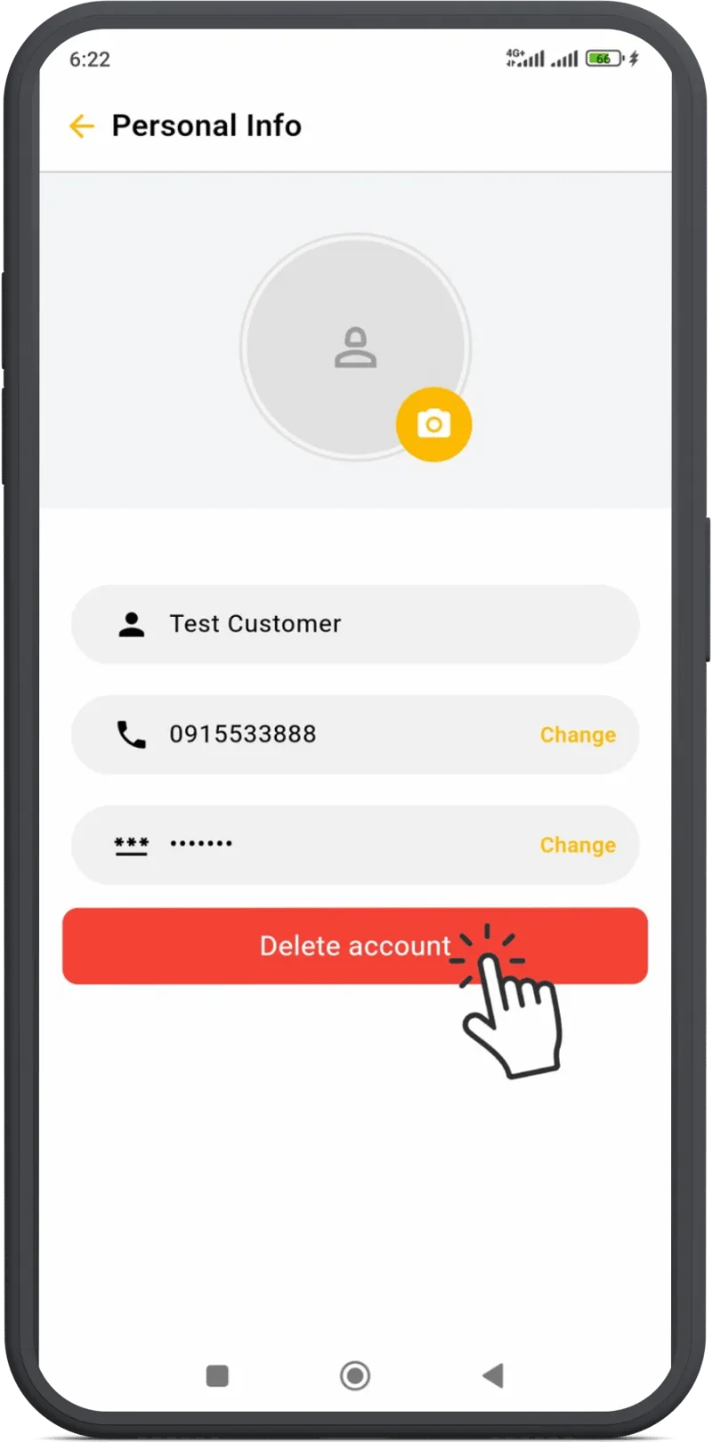Select Delete Account